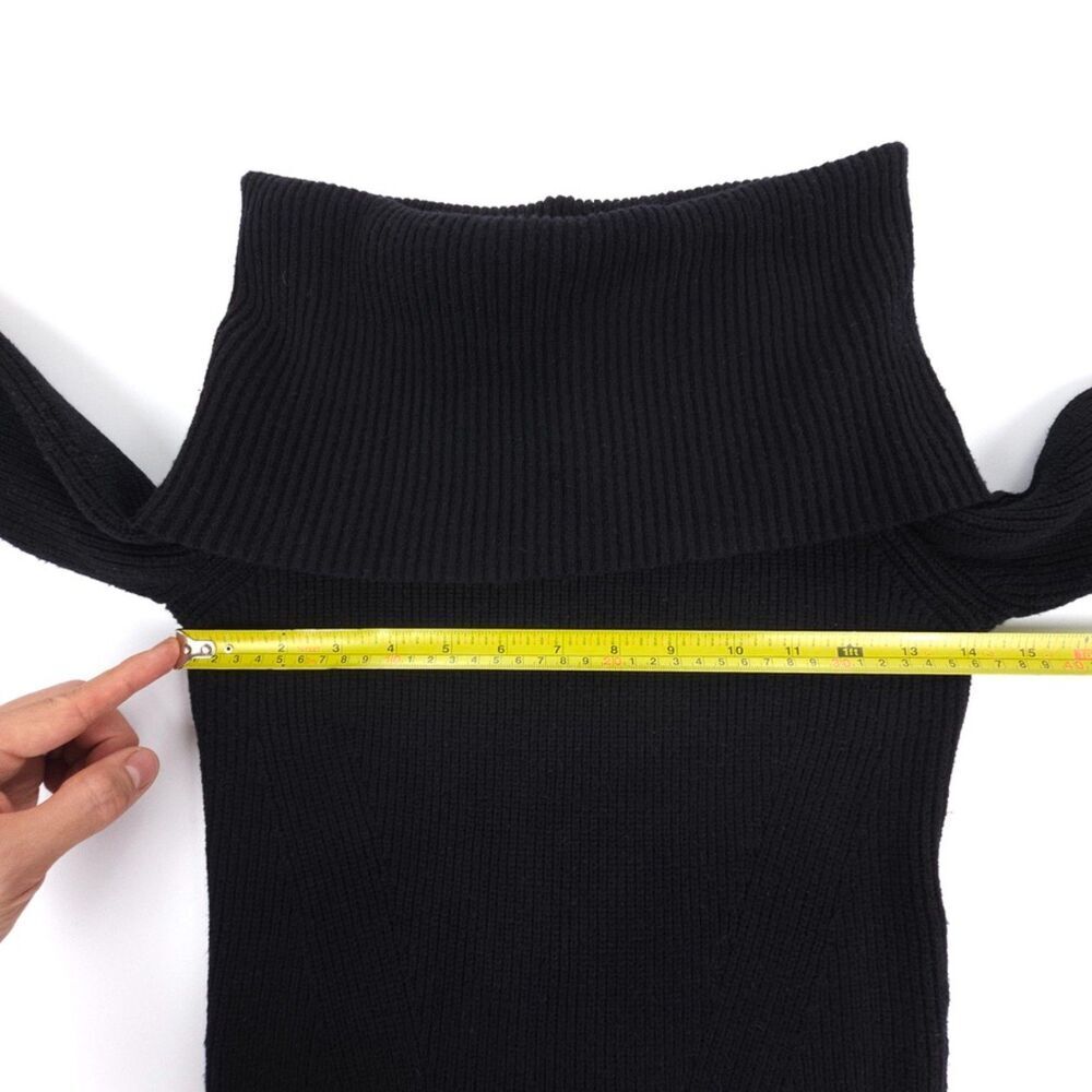 MODERN CITIZEN Fold Over Sweater Dress Ribbed Knit Off Shoulder Midi Black Small - Picture 3 of 6